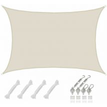 3x5 Voile d'Ombrage Rectangulaire Étanche - Toile de Jardin avec Fixation Inox