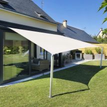 3x5m Voile d'ombrage Rectangulaire Crème Toile Imperméable Protection des Rayons uv à 95% Voile Ombrage pour en Plein air, Jardin & Terrasse