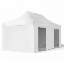 3x6 M Faltpavillon, Premium Stahl 40mm, Seitenteile Ohne Fenster, Weiß
