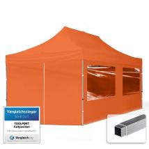 3x6 m Faltpavillon, economy Alu 32mm, Seitenteile mit Panoramafenstern, orange