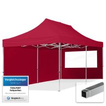 3x6 m Faltpavillon, economy Alu 32mm, Seitenteile mit Panoramafenstern, rot