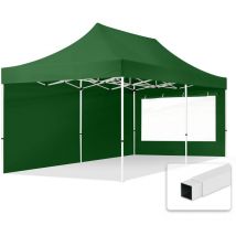 3x6 M Faltpavillon, Economy Stahl 30mm, Seitenteil Mit Panoramafenster, Dunkelgrün