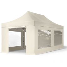 Intent24 - 3x6m gazebo pieghevole con laterali (finestre panoramiche), premium acciaio, crema