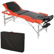 Mucola - 3zones aluminum massothérapie table lit noir orange + sac liege