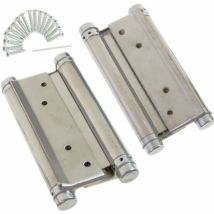 4 100-mm-Doppelschwingtürscharniere, 1 Paar mit Schrauben, Edelstahl-Doppelschwingtürscharniere für Innen- und Außentüren von Küchen und Cafés