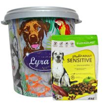 Lyra Pet - 4 kg de friandise.Pet Paula's Adult Sensitive Canard & Pomme de terre Nourriture sèche pour chiens Nourriture complète en baril de 30 l