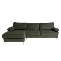 4-5-sitzer Ecksofa Links Chaiselongue Grün Cord Galway