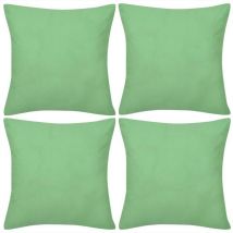 Hommoo - 4 Apple Green Cushion Covers Cotton 40 x 40 cm