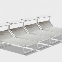 Beach And Garden Design - 4 Bains de soleil de plage transats professionnels aluminium grande Italia xl - Gris
