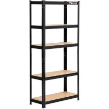 Rhino Racking - Four Bay 5-Tier Garage Shelving Unit 150x75x30cm Black 200kg per tier
