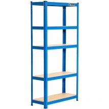 Rhino Racking - Four Bay 5-Tier Garage Shelving Unit 150x75x30cm Blue 200kg per tier