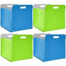 No Brand - 4 Boîtes de Rangement Feutre 33x33x38 cm Kallax Panier Feutrine Ikea Bleu Vert