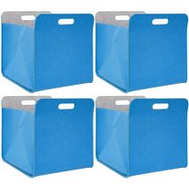 No Brand - 4 Boîtes de Rangement Feutre 33x33x38cm Kallax Panier Feutrine Étagère Ikea Bleu