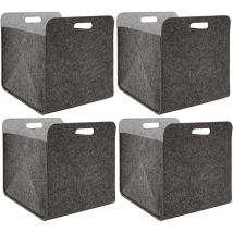 Dunedesign - 4 Boîtes de Rangement Feutre 33x33x38cm Kallax Panier Feutrine Étagère Ikea Gris