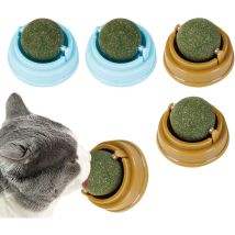 Tuserxln - 4 boules d'herbe à chat interactives, jouets rotatifs pour chaton, aide au nettoyage des dents, taille 5x4 cm