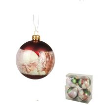 4 boules Pere noel rouge