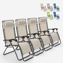 Beach And Garden Design - 4 chaises longues de plage et jardin pliants multipositions Emily Zero Gravity - Gris