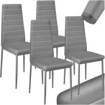 Tectake - Lot de chaises avec surpiqûre Ensemble 4 salle à manger revêtement aspect cuir gris -