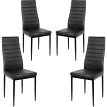 Lot de 4 Chaises de Salle à manger ou de cuisine Design épuré Cadre en Acier Noir