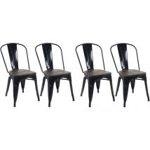 Décoshop26 - 4 chaises de salle à manger style industriel factory métal noir et assise en bois CDS04541