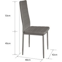 4 Chaises de Salle à manger ou de cuisine Design épuré Cadre en Acier Gris