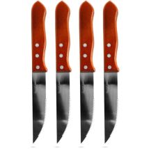 Set 4 Coltelli In Acciaio Con Manico In Legno
