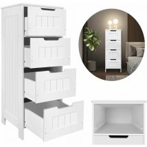 Day Plus - 4 Drawers Cabinet Storage Unit Free Standing Cupboard pvc White Home Bathroom uk
