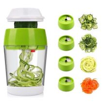 Debuns - 4 en 1 Spiraliseur de Légumes, Spaghettis de Légumes Manuelle Multifonctionnell, Coupe Légumes Spirale Pour Courgettes, Carottes,