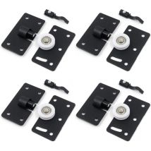 4 Ensembles de Rouleau de Porte Coulissante, Roues de Rouleau de Meubles, Kits de Piste D'engrenage de Roues en Nylon Muets, pour Fenêtre de Placard
