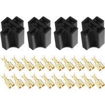 4 Ensembles Supports de Prise Relais de Voiture avec Bornes de 6,3mm pour Relais 4 Broches 5 Broches 10A 12V / 24V Pièces de Rechange Connecteur de