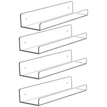 4 étagères en acrylique transparent pour le rangement mural, étagères flottantes, bibliothèque pour enfants, étagères murales d'affichage