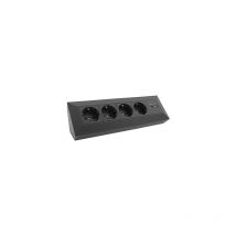 4-fach Steckdosenblock + 2x usb, schwarz, Aufbaumontage
