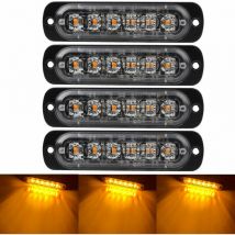 Odipie - 4 feux d'avertissement d'urgence pour véhicules, feux d'urgence pour camions, feux stroboscopiques, 6 led à montage en surface étanches