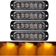 Aafgvc - 4 feux d'avertissement d'urgence pour véhicules, feux d'urgence pour camions, feux stroboscopiques, 6 led à montage en surface étanches