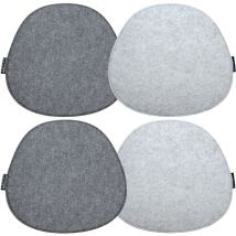 4 Filz Sitzkissen Oval 40x37cm 8mm Stuhlkissen Wende Sitzauflage Hellgrau Grau