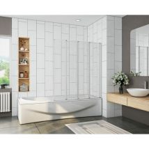 SKY - Bathroom 4 Panel Folding Bath Shower Screen Chrome 1000mm Reversible 4mm Glass