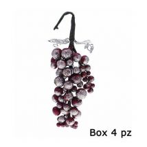 4 grappoli frutta per decorazione albero natale 28 cm - colore argento/viola - addobbi natalizi