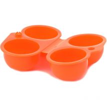 4-grid plastic egg holder, portable with lid, ideal for refrigerator or camping.