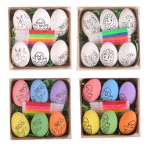 4 jeux d'oeufs de Pâques peints à la main Papillon Fleur Cartoon Bunny Eggs Kids Handmade Gifts (Oeufs de Pâques peints à la main Papillon Fleur