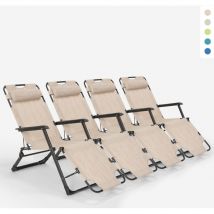 4er Set Liegestühle Strandliegen Sonnenliegen Faltbar Für Garten Emily Lux Zero Gravity - Beige