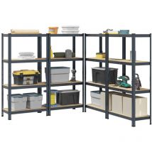 Bonnevie - 4-Layer Storage Shelves,Racks 4 pcs Anthracite Steel&Engineered Wood VSVS4142171