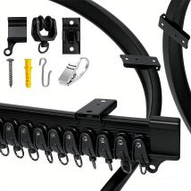 4 M Duschvorhangschiene Mit 32 Haken, Gleitsystem Mit Edelstahlbefestigungen, Perfekt Für Eckduschen Und Schlafbereiche In Vr-bädern