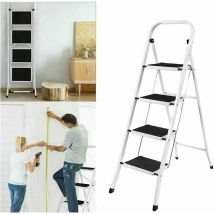 Dayplus - 4 Marches Échelle Pliante Escabeau Pliable Portable Compact Échelle Tapis Antidérapant Rangement Facile Escabeau pour Maison Cuisine Bureau