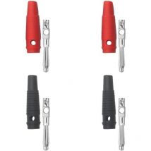4 mm Hochstrom-Bananenstecker, stapelbar, 32 a, Schraubtyp, lötfreier Bananenstecker-Adapter, 4 Stück, Rot & Schwarz