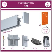 Newly - 4 mètres Aluminium anodisé : Pack complet cimaise R20