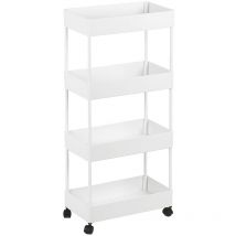 Haloyo - 4 Niveaux Chariot de Service,Rangement Cuisine, 40 x 22 x 90 cm, Blanc