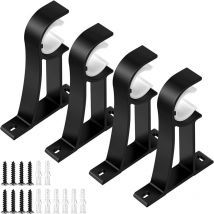 4 Pack Aluminum Curtain Rod Brackets 118cm Curtain Rod Brackets with Screws and Expansion Tube