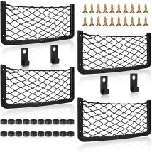 Yozhiqu - 4 Pack filet rangement pour voiture,sac pocket filet a foin,filet de rangement de coffre,volume élevé organizer de voiture,Élastique Filet