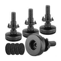 4 Pack Heavy Duty Furniture Leveling Legs Adjustable For Cabinets Sofas Tables Chairs Risers 600lbs, 3/8"-16 T-nut Kit, Large Base - Black Auspic