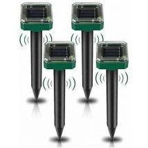 Deckon - Confezione da 4 paletti repellenti per talpe solari - Repellente per talpe ad ultrasuoni - Killer per talpe ad energia solare per talpe,